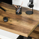 Scrivania da Ufficio Moderna 140x60x76 cm con Mensola e Gambe a K Nero Marrone