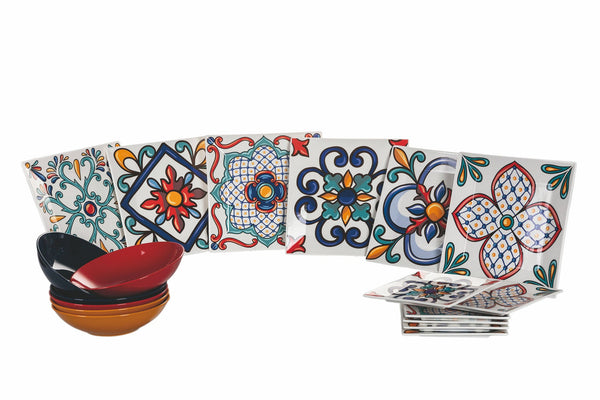 Service de Table 18 Pièces en Porcelaine et Grès Multicolore VdE Tivoli 1996 Barrio prezzo