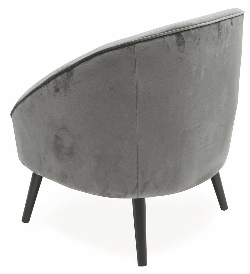 Poltrona Imbottita in Velluto con Gambe in Legno Soriani Grigio Chiaro