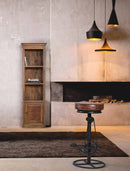 Sgabello da Bar H80 cm in Acciaio Seduta in Vera Pelle Cycle Nero