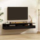 Set di 2 Comodini Sospesi 35x32x22,5 cm con Cassetto e Mensola Aperta Rivestimento in Melamina Nero      