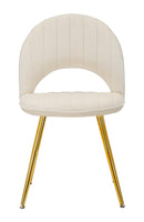 Set 2 Sedie Imbottite 52x48x78 cm in Tessuto Velluto Flex Crema e Oro