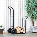 Portalegna per Camino 77x42x105 cm con Ruote in Acciaio Nero