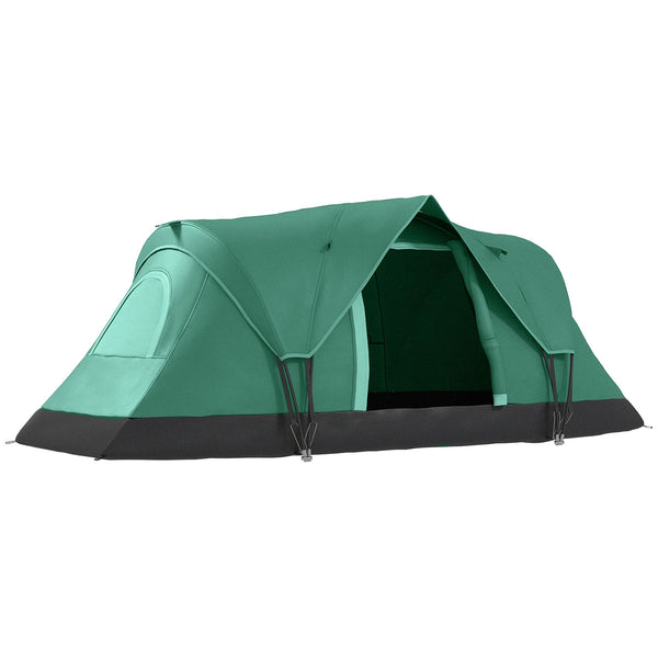 Tenda da Campeggio Idrorepellente 455x230x180 cm 6 Posti con Protezione UV e Pali in Fibra di Vetro Verde acquista