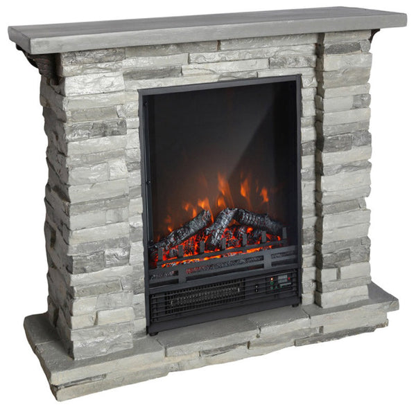prezzo Cheminée Electrique Sol Effet Flamme 1800W Tugullio Gris Effet Pierre