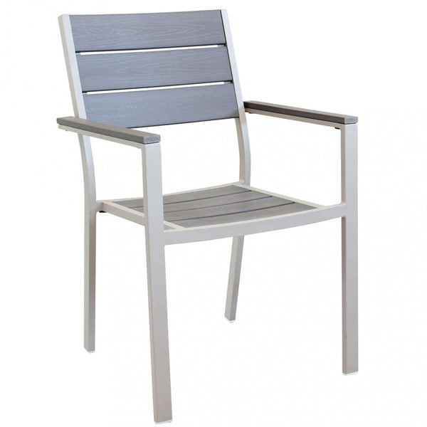 Fauteuil empilable Cervia 58x58x89 h cm en aluminium gris tourterelle online