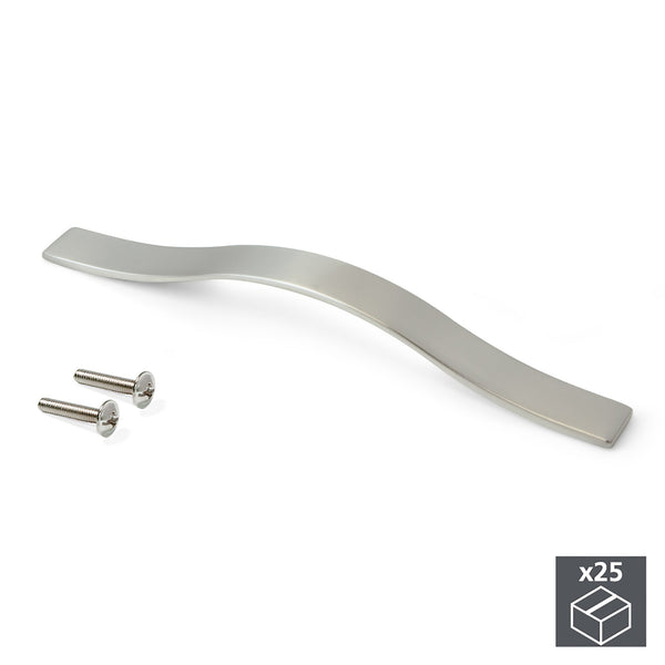 acquista Emuca Poignées de Meuble Entraxe 128 mm Zamak Satin Nickel 25 Pièces