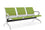 Banc de bureau pour salle d'attente 3 places avec coussin en acier et simili cuir argent/pistache