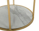 Comodino 1 Cassetto Ø42x48 cm in Metallo con Piano in Simil Marmo
