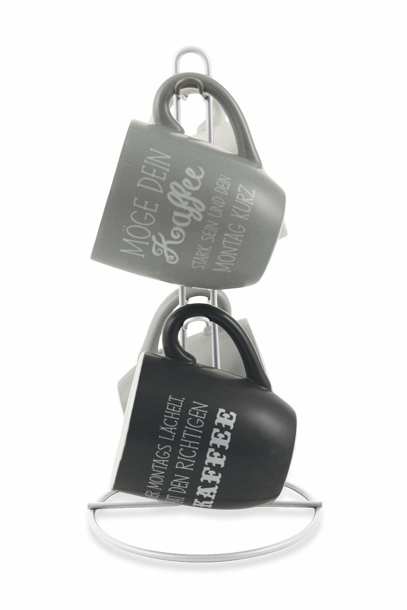 Set 4 Tazze Tedesco in Dolomite con Stand in Metallo Villa d'Este Home Tivoli