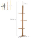 Albero Tiragraffi per Gatti 43x27x228-260 cm con Fissaggi oa Soffitto Marrone