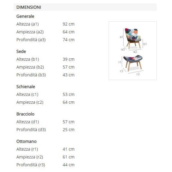 Poltrona Relax con Pouf Poggiapiedi in Tessuto Elegant