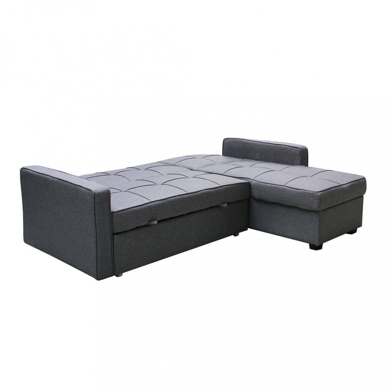 Divano Letto Cedric 208x87/145x88 cm  in Tessuto Grigio scuro