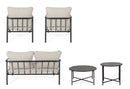 Set 5 Pezzi Salotto da Giardino con Divano 2 Poltrone e 2 Tavolini in Acciaio e Spunpoly Ostuni Antracite 