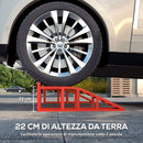 Set di 2 Rampe per Auto 83,5x30,5x27 cm Antiscivolo in Acciaio Rosso      