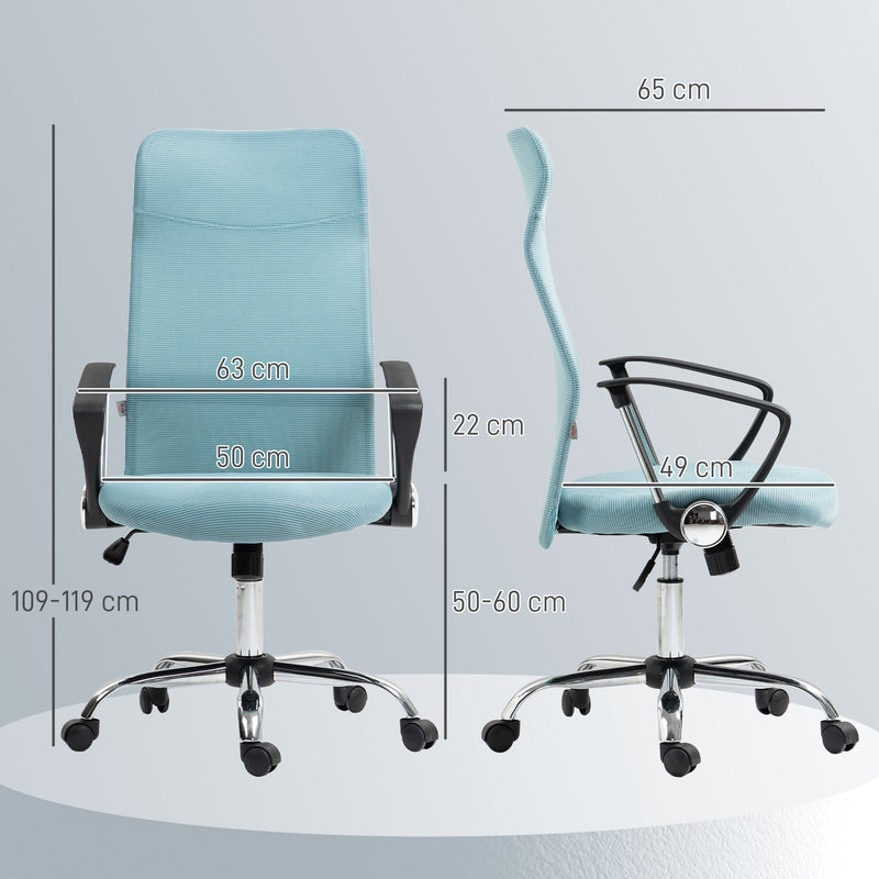 Sedia Ergonomica da Ufficio Girevole 63x65x109-119 cm con Schienale a Rete Verde Chiaro   
