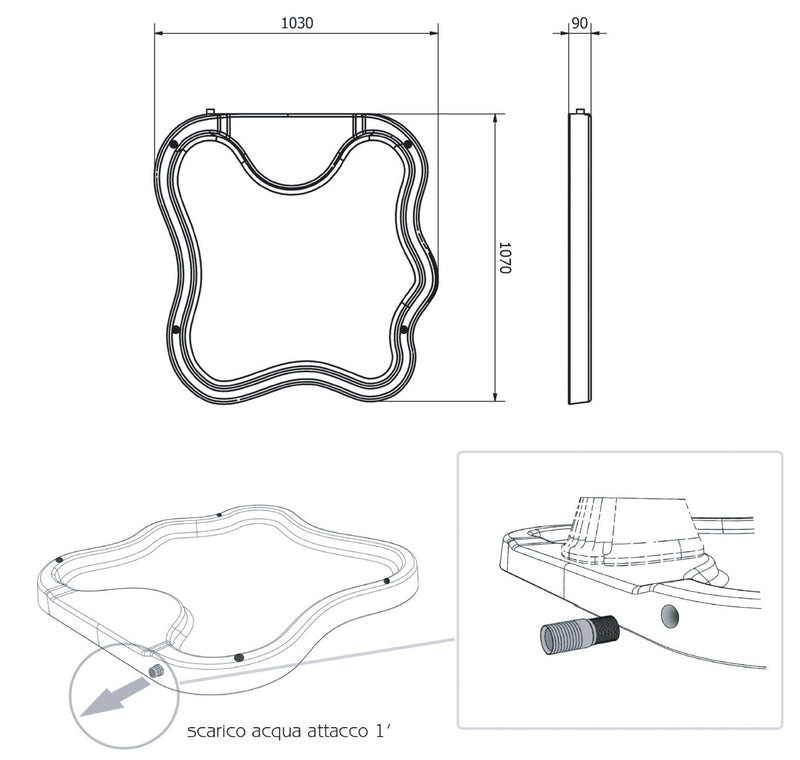 Piatto Doccia da Esterno Giardino in Polietilene HD Arkema Lake Grigio Antracite