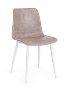 Set 2 Sedie 44x50x80 cm in Similpelle Bianco e Beige