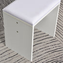 Consolle Trucco con Specchio 80x40x140 cm con Sgabello in Legno  Bianca