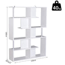 Mobile a Scaffali Libreria 5 Livelli in Legno Bianco 120x28.6x160 cm 