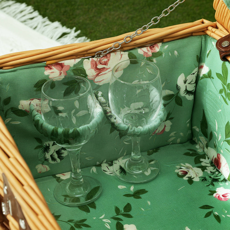 Cesta Valigetta da Pic Nic per 2 Persone 15 Pezzi in Vimini Marrone  