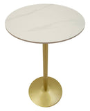 Tavolino Bar Simply Ø60x103 cm in Metallo e Marmo Artificiale Oro e Bianco      