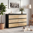 Cassettiera 6 Cassetti 120x39x75 cm per Camera da Letto in Legno Nero e Rovere      
