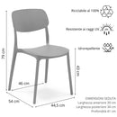 Set 6 Sedie 46x79x54 cm in Polipropilene Elodie Grigio Ice