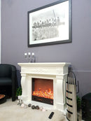 Camino Elettrico da Pavimento 80x100x33 cm Effetto Fiamma 1500W Torino mini Bianco