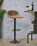 Sgabello Berlin 46x40x80-102 Altezza Seduta 61-82 cm in Ferro e Spugna e PU Marrone e Grigio