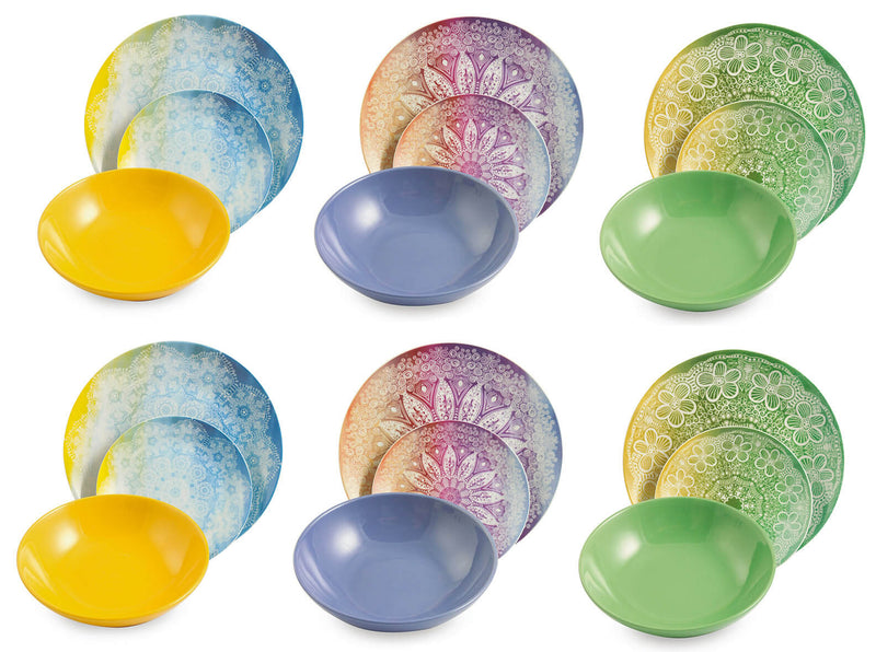 Servizio Piatti 18 Pezzi in Porcellana e Gres Villa d'Este Home Tivoli Canvas Multicolor