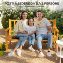 Panchina da Giardino 153x56x91 cm con Tavolino Centrale Sollevabile e Braccioli in Legno Marrone Chiaro      