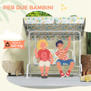 Dondolo per Bambini da Giardino a 2 Posti 112x75x120 cm con Cinture di Sicurezza Bianco   