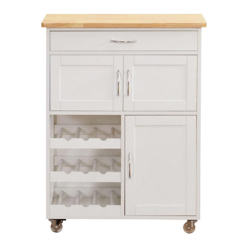 Carrello da cucina 67x36x87 cm in legno Rovere bianco