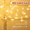 Albero Luminoso di Ciliegio Alto 150 cm con 120 Luci LED e 3 Livelli di Luminosità per Interni ed Esterni Bianco      