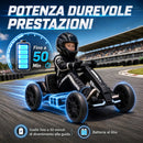 Go-Kart Elettrico per Bambini 3-6 Anni 98x55,5x46,5 cm con Doppio Motore 12 V Fari LED e 1,5-4 km/h in PP Nero      
