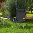 Sedia da Campeggio Pieghevole 74x59,5x98 cm con Schienale Regolabile in Alluminio e Poliestere Nero  