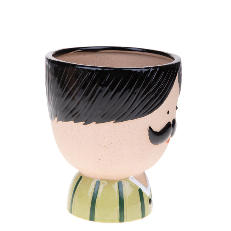 Set 2 Vasi Testa con Baffi Ø 12,5 H 14 cm