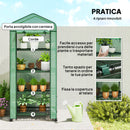 Serra da Balcone a 4 Livelli 69x50x165 cm con 4 Rotelle e Ingresso Avvolgibile in Acciaio e PE Verde      