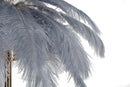 Lampada da Tavolo Palm Grigia Ø40x55 cm in Ferro e Plastica Oro e Grigio      