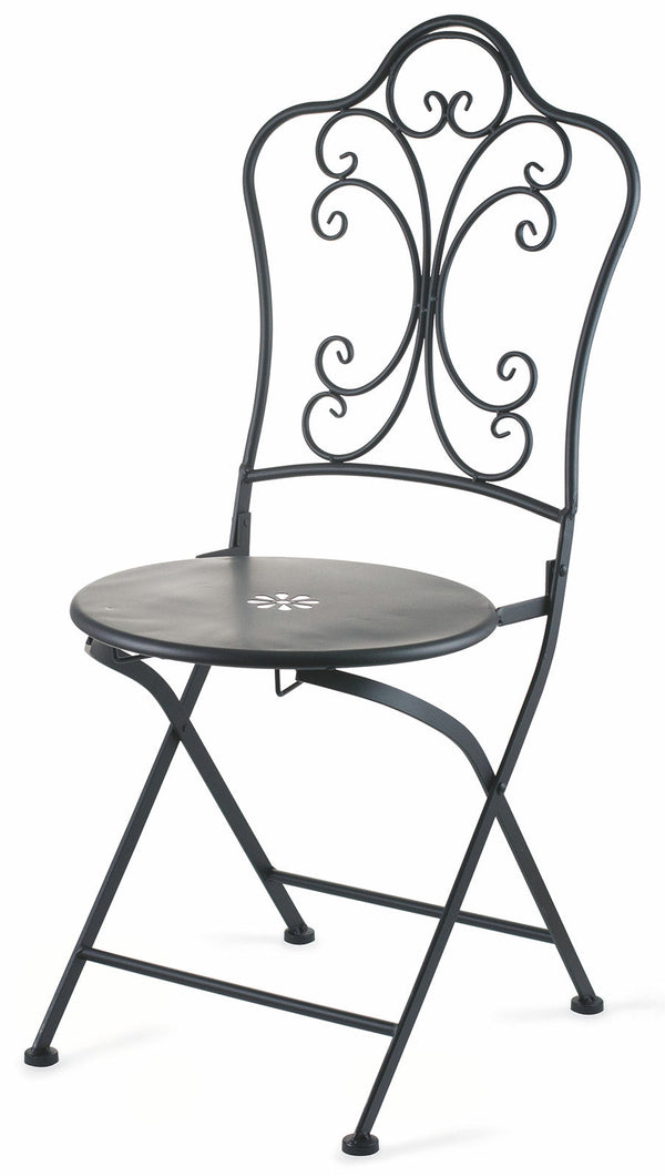 online Chaise de jardin pliante en fer forgé Soriani Noir