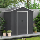Casetta Box da Giardino con Doppia Porta Scorrevole 4 Prese d'Aria 194x110x184 cm in Acciaio Zincato Grigio 