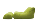 Poltrona Pouf Chaise Longue con Poggiapiedi in Poliestere Verde Avalli