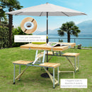 Tavolino da Campeggio Picnic Pieghevole in legno con 4 sedie 