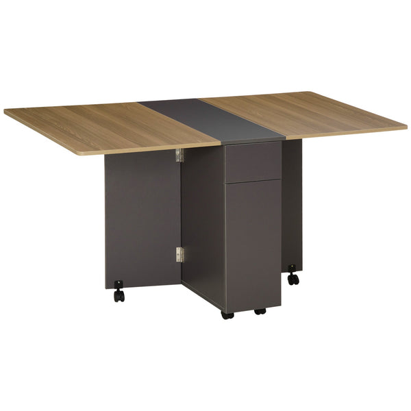 Table pliante gain de place 140x76x76 cm en Aggloméré Gris et Bois Naturel prezzo