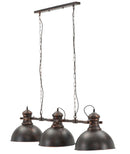 Lampadario 3 Luci Industry 120x30x30 cm in Ferro Nero