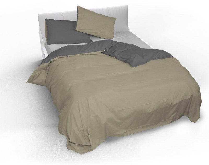 Copripiumino con Sacco e Federe Doubleface Tortora\/Fumo