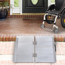 Rampa per Sedia a Rotelle Pieghevole 61x74x5 cm in Alluminio con Bordi Esterni Argento  