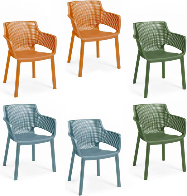 Lot de 6 chaises de jardin 61x54x79h cm Keter Elisa Chair vert orange et bleu sconto