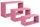 Ensemble de 3 étagères murales rectangulaires en panneaux de fibres triptyques rose blush